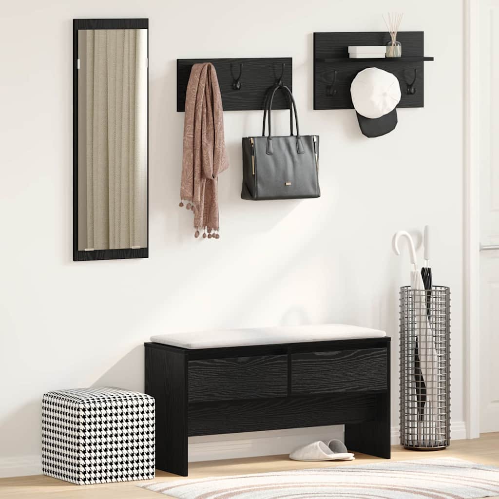 vidaXL Zestaw mebli do przedpokoju z szufladą z półką 4 pcs Czarny Dąb
