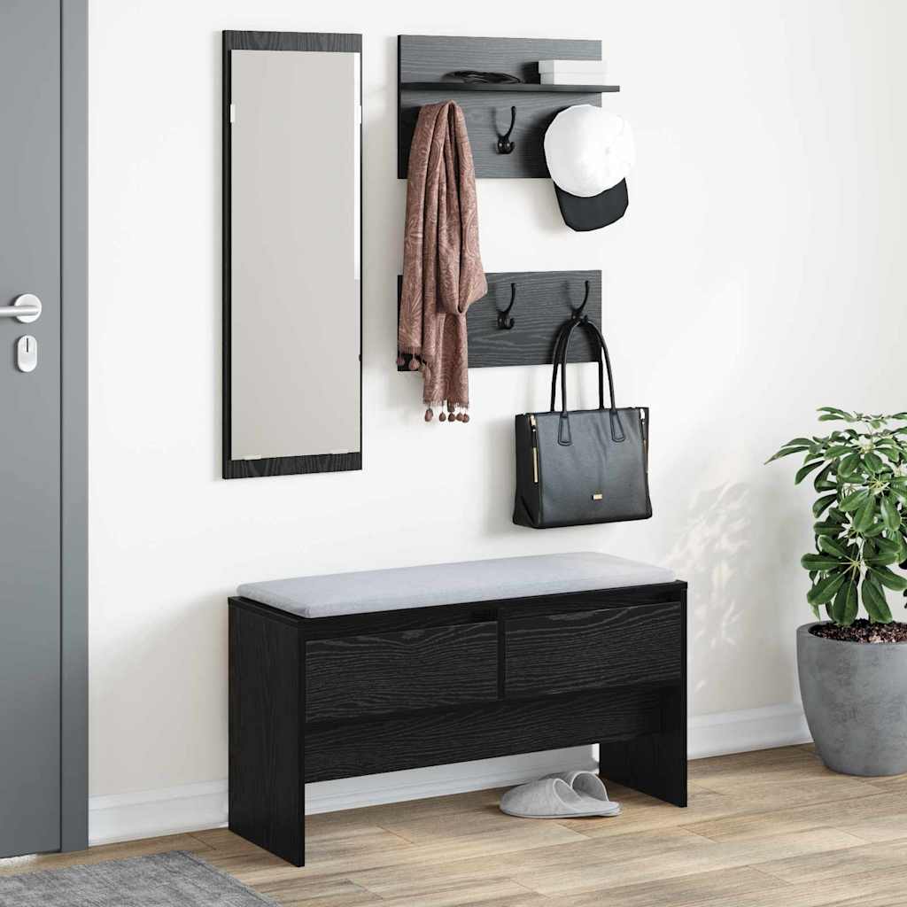 vidaXL Zestaw mebli do przedpokoju z szufladą z półką 4 pcs Czarny Dąb
