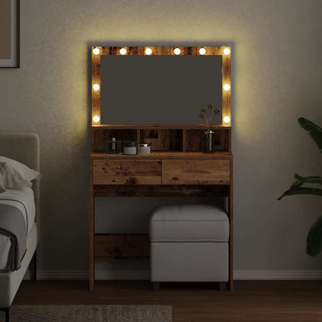 vidaXL Toaletka z szufladą z półką Stare drewno 80 x 41 x 134,5 cm