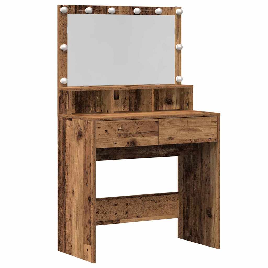 vidaXL Toaletka z szufladą z półką Stare drewno 80 x 41 x 134,5 cm