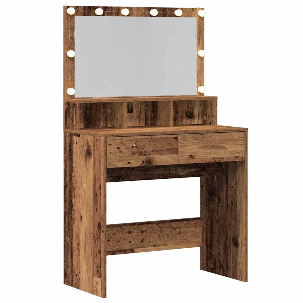 vidaXL Toaletka z szufladą z półką Stare drewno 80 x 41 x 134,5 cm