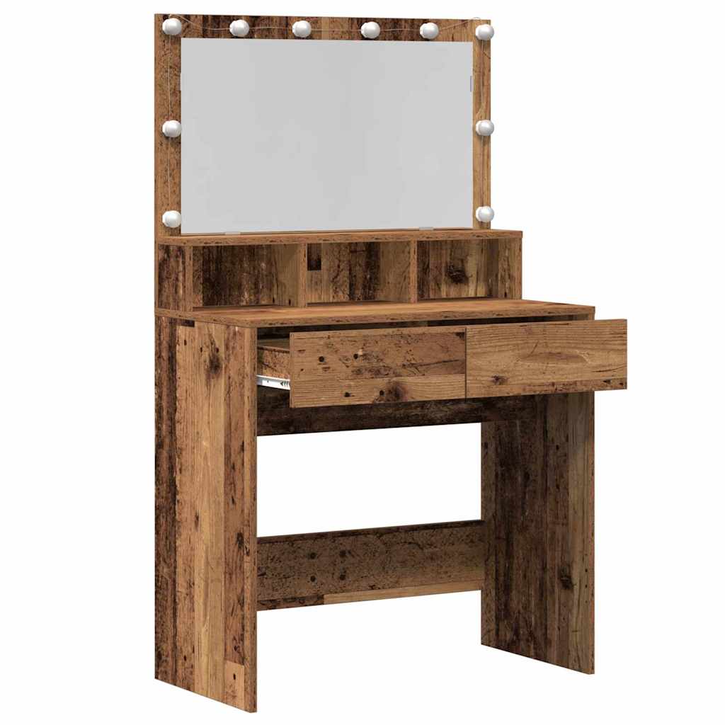 vidaXL Toaletka z szufladą z półką Stare drewno 80 x 41 x 134,5 cm