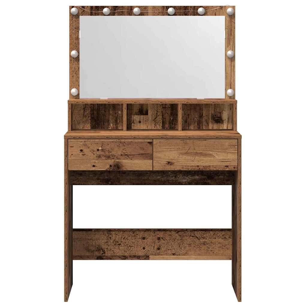 vidaXL Toaletka z szufladą z półką Stare drewno 80 x 41 x 134,5 cm