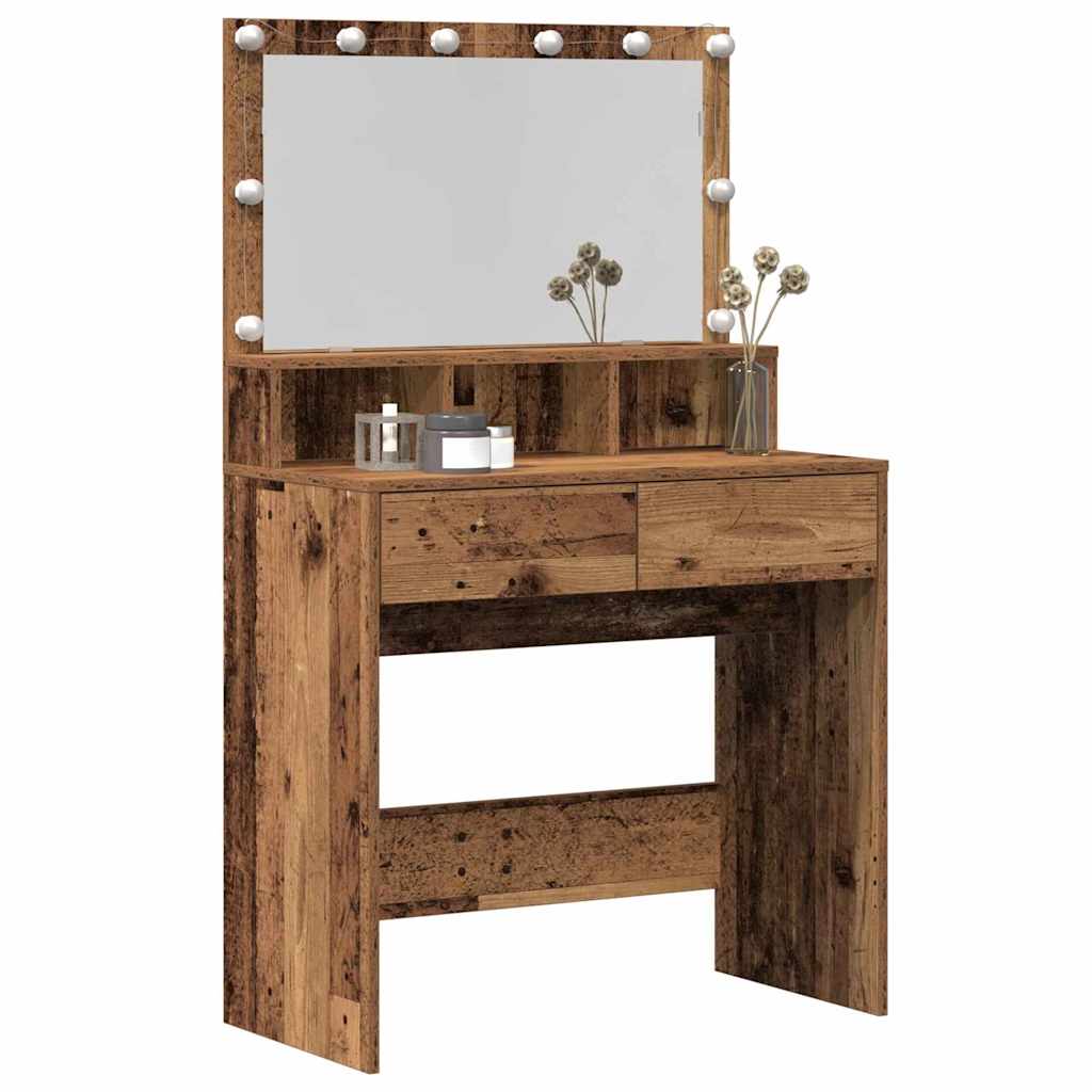 vidaXL Toaletka z szufladą z półką Stare drewno 80 x 41 x 134,5 cm