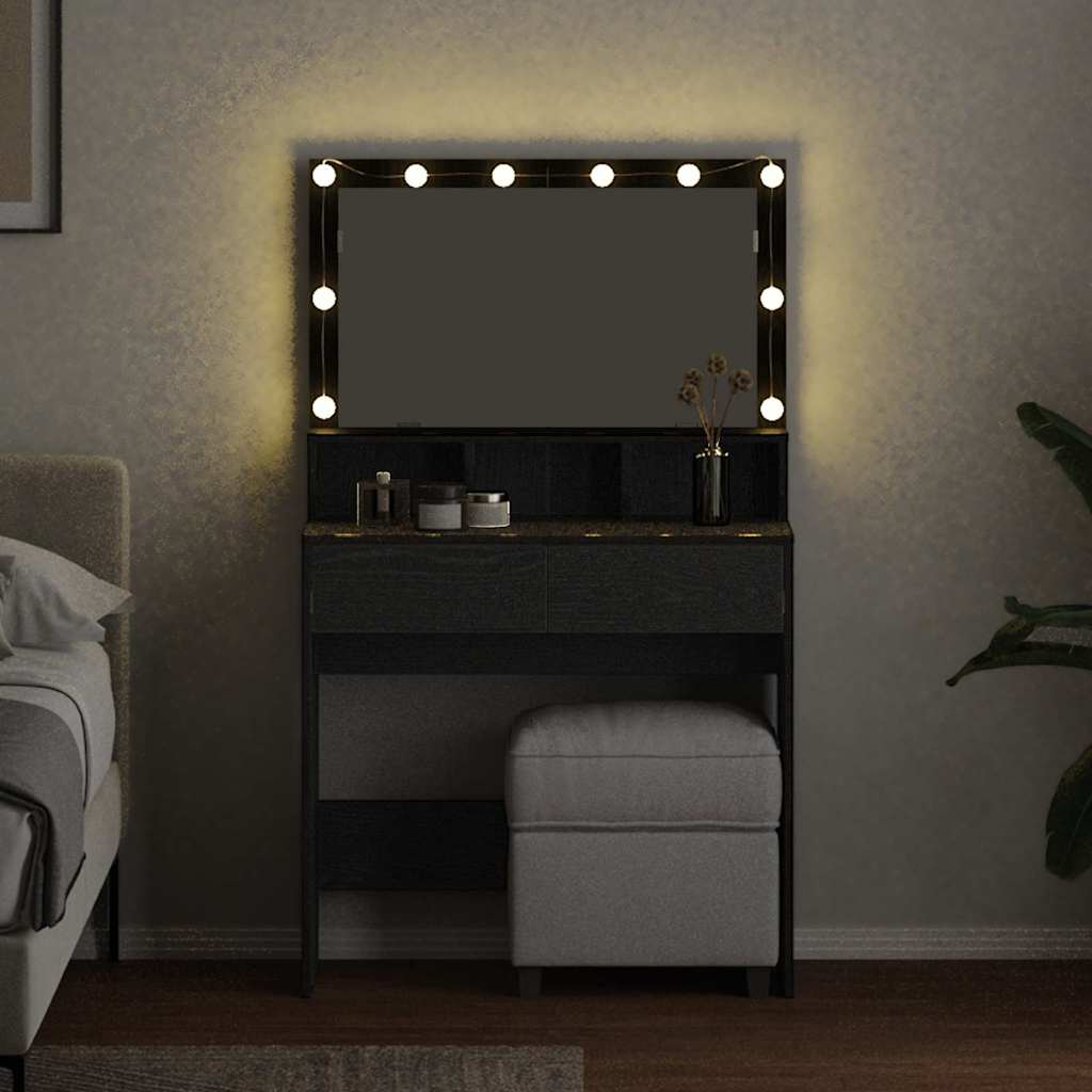 vidaXL Toaletka Czarny Dąb 80 x 41 x 134,5 cm Materiał drewnopochodny