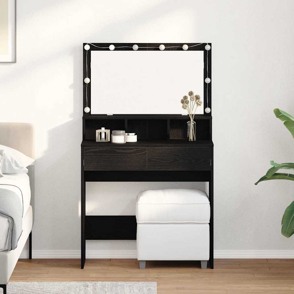vidaXL Toaletka Czarny Dąb 80 x 41 x 134,5 cm Materiał drewnopochodny
