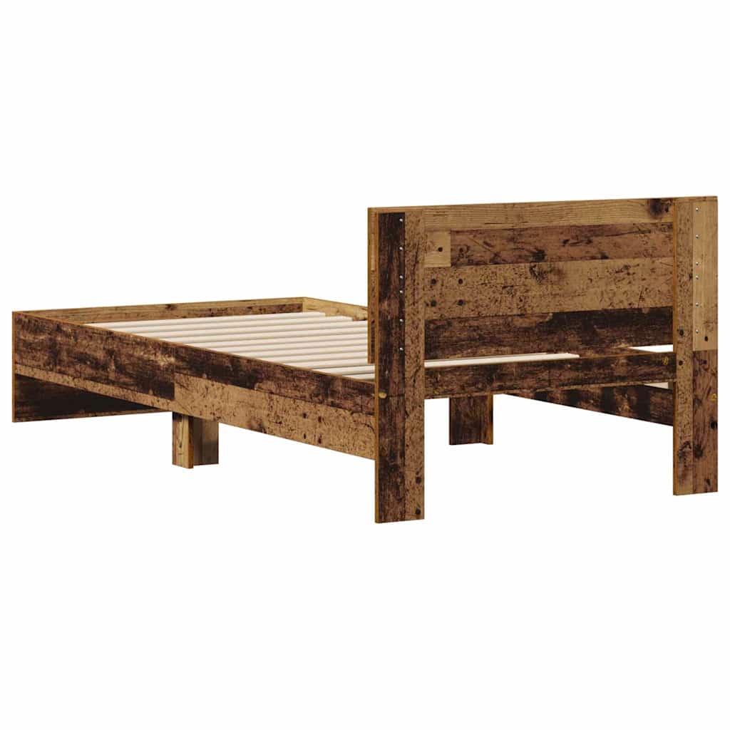 vidaXL Ramka łóżka Stare drewno 90 x 200 cm Materiał drewnopochodny