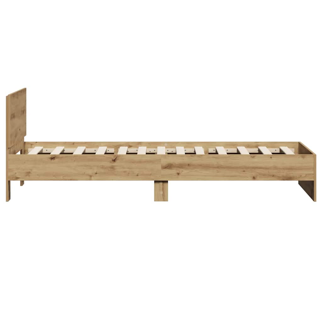 vidaXL Rama łóżka z wezgłowiem Z zagłówkiem Dąb artisan 90 x 200 cm
