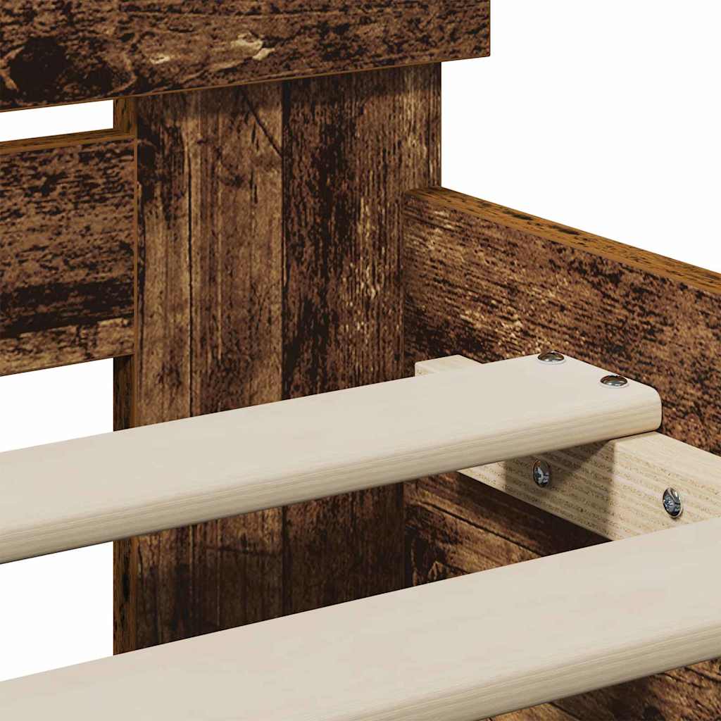 vidaXL Ramka łóżka Stare drewno 75 x 190 cm Materiał drewnopochodny