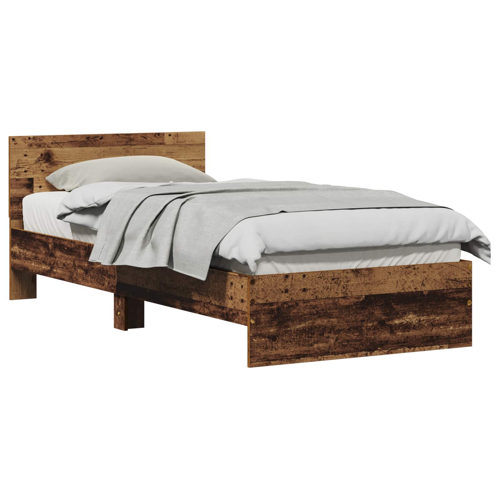 vidaXL Ramka łóżka Stare drewno 75 x 190 cm Materiał drewnopochodny
