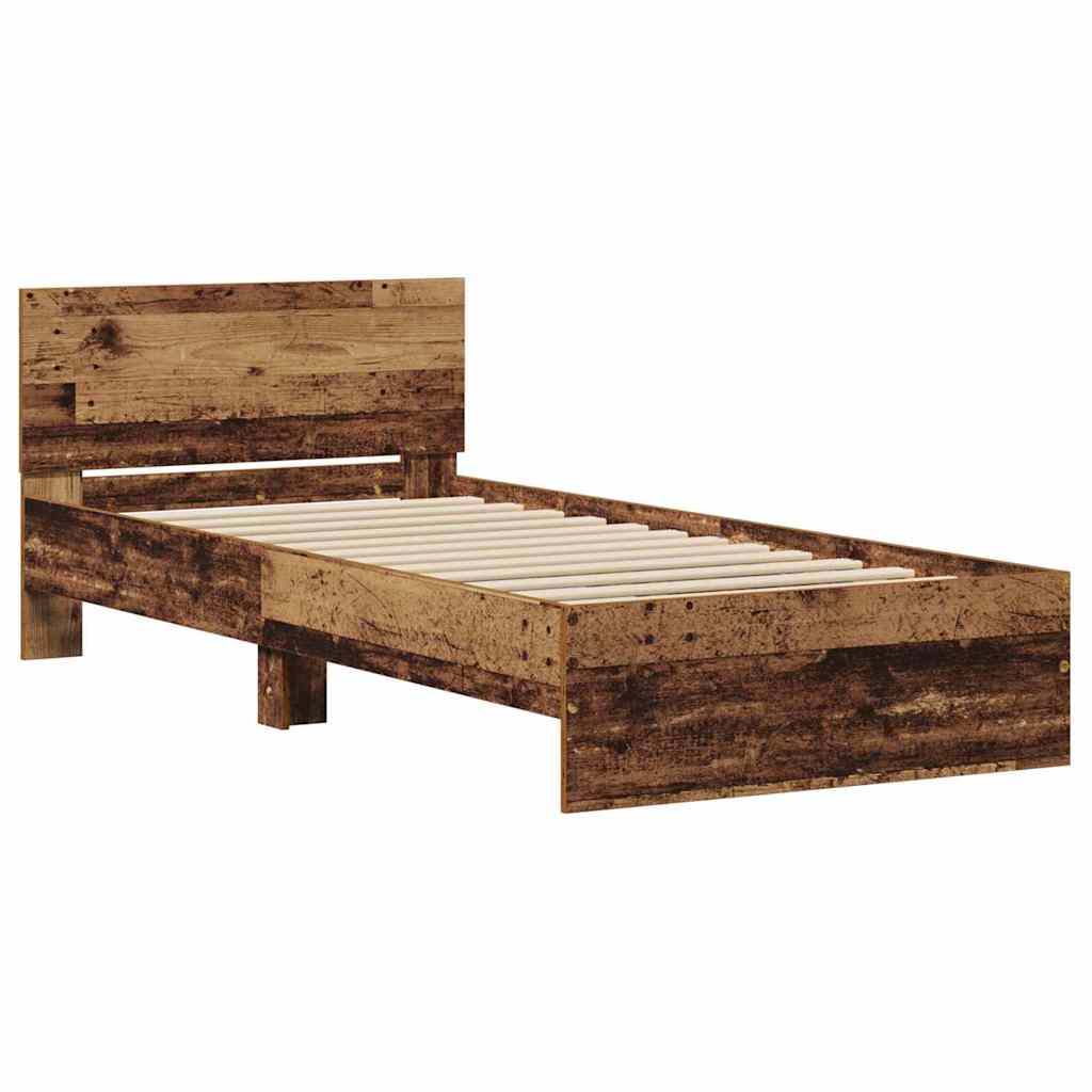 vidaXL Ramka łóżka Stare drewno 75 x 190 cm Materiał drewnopochodny
