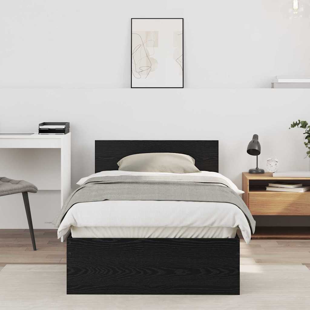 vidaXL Ramka łóżka Czarny Dąb 75 x 190 cm Materiał drewnopochodny
