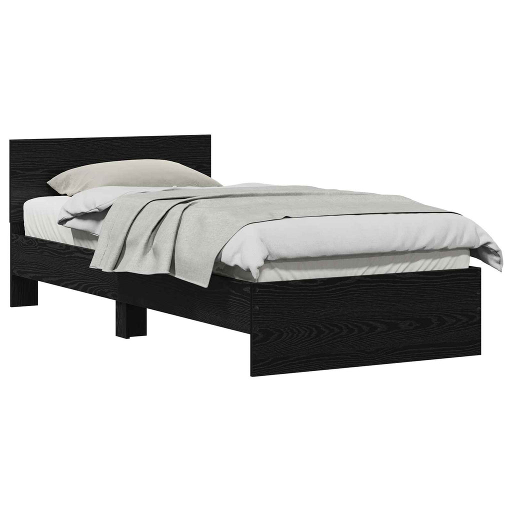 vidaXL Ramka łóżka Czarny Dąb 75 x 190 cm Materiał drewnopochodny