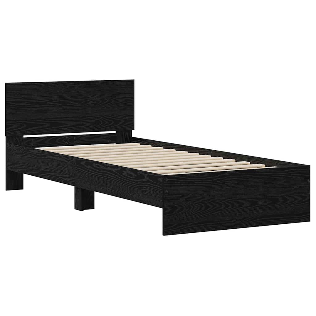 vidaXL Ramka łóżka Czarny Dąb 75 x 190 cm Materiał drewnopochodny