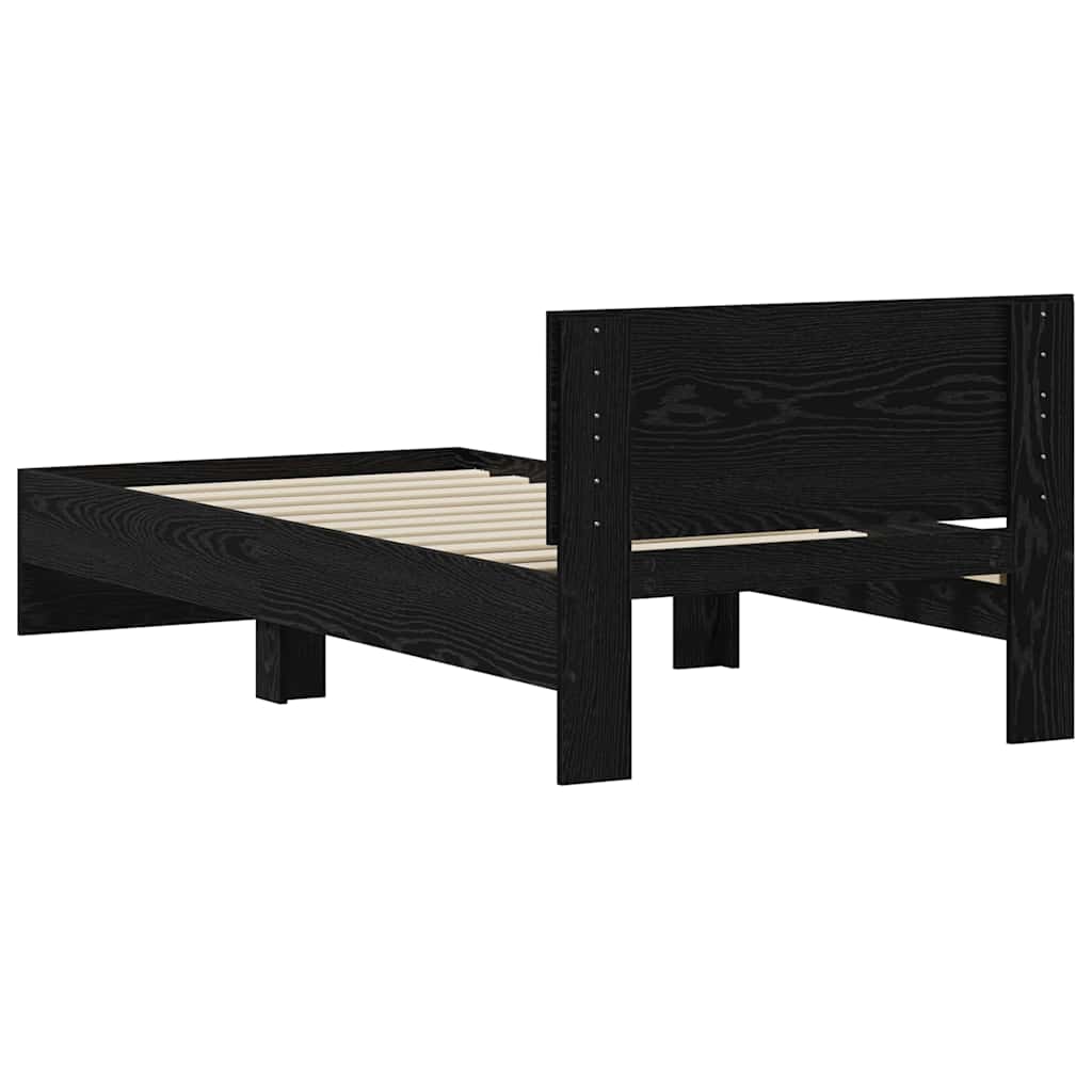 vidaXL Ramka łóżka Czarny Dąb 75 x 190 cm Materiał drewnopochodny