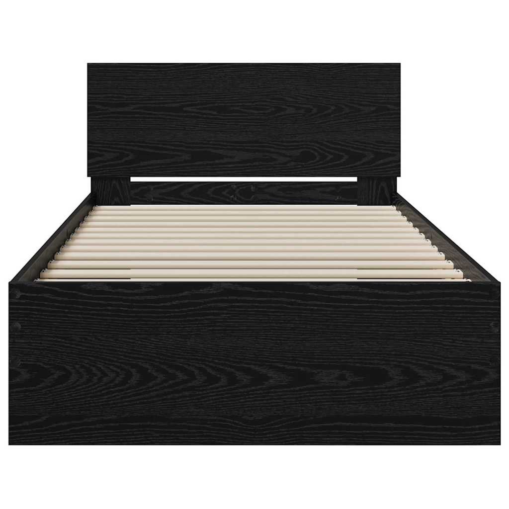 vidaXL Ramka łóżka Czarny Dąb 75 x 190 cm Materiał drewnopochodny