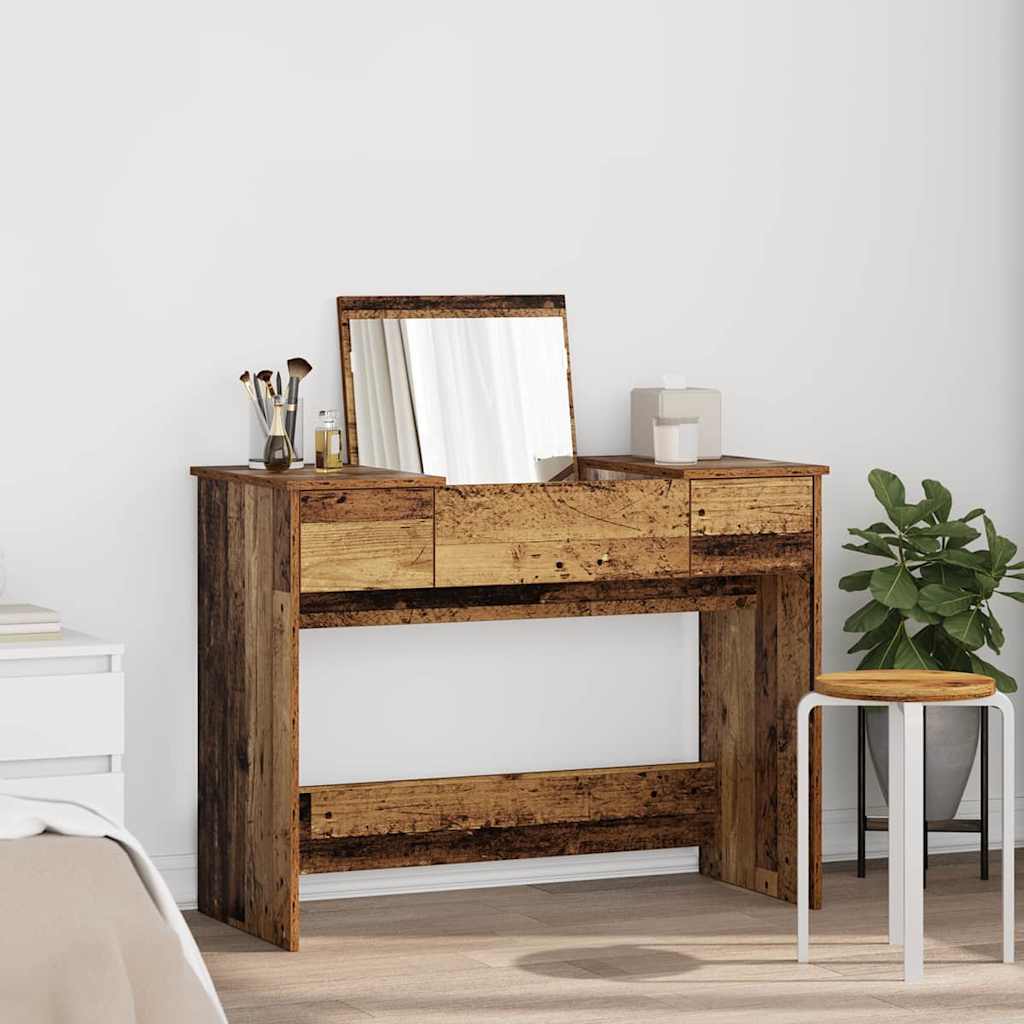 vidaXL Kosmetyczny stół z szufladą Stare drewno 100 x 45 x 76 cm