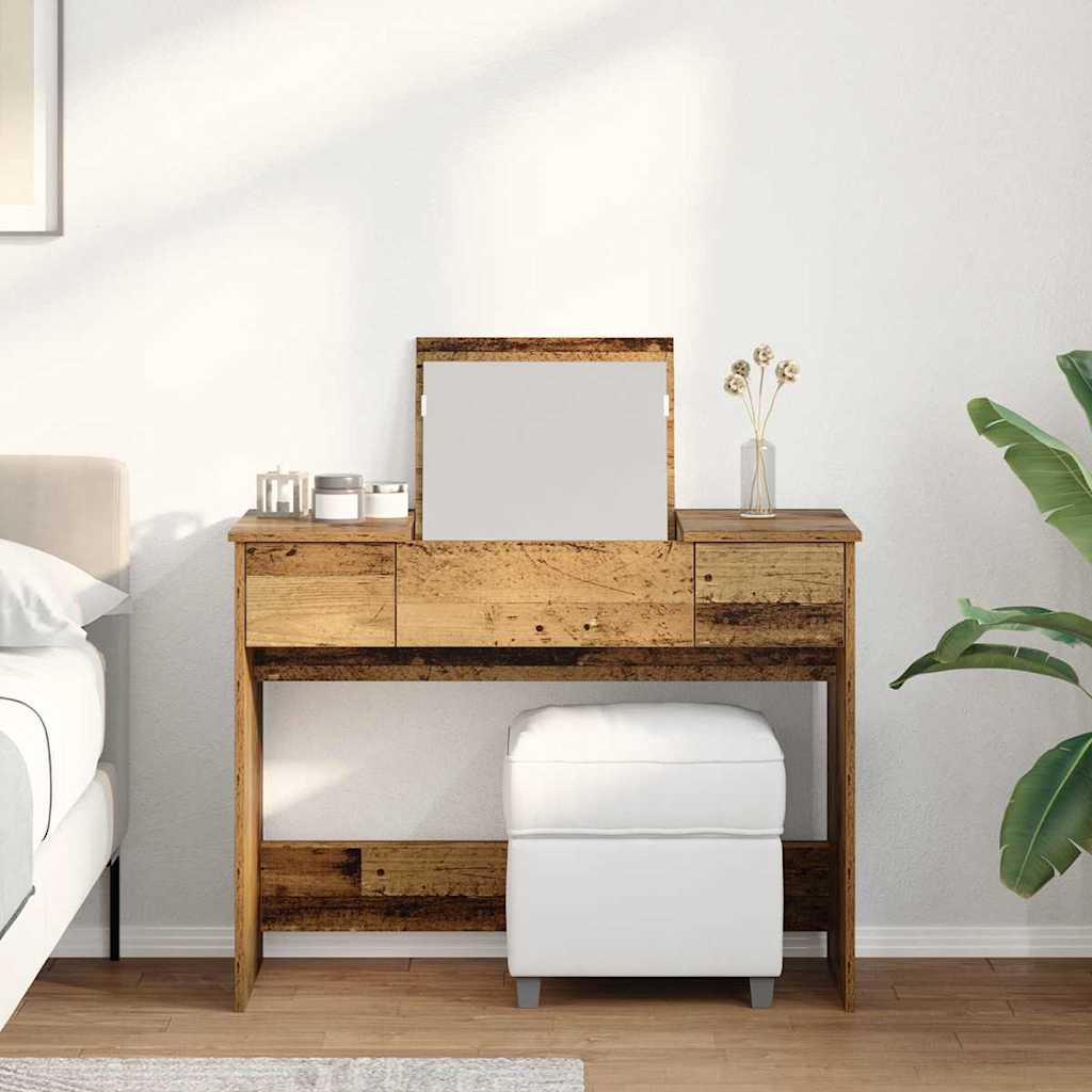 vidaXL Kosmetyczny stół z szufladą Stare drewno 100 x 45 x 76 cm