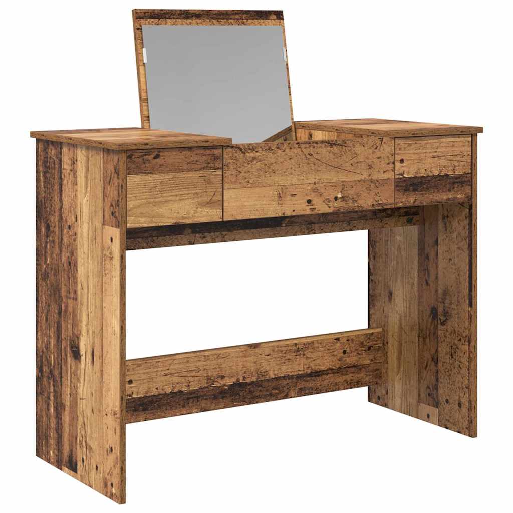 vidaXL Kosmetyczny stół z szufladą Stare drewno 100 x 45 x 76 cm