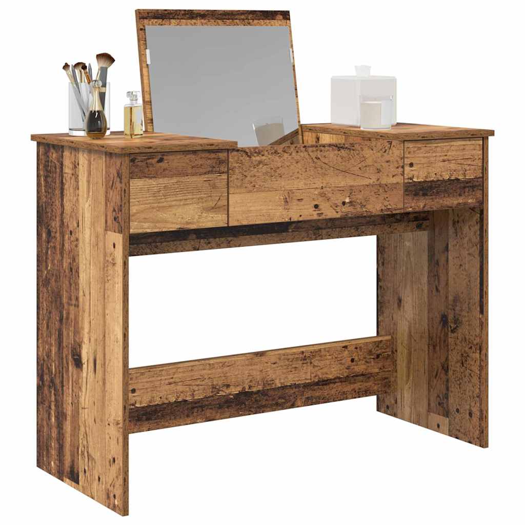 vidaXL Kosmetyczny stół z szufladą Stare drewno 100 x 45 x 76 cm