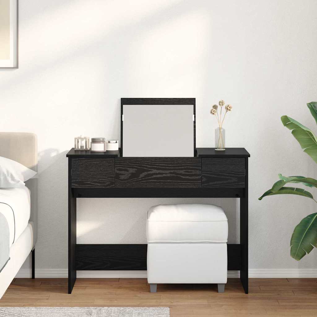 vidaXL Kosmetyczny stół z szufladą Czarny Dąb 100 x 45 x 76 cm