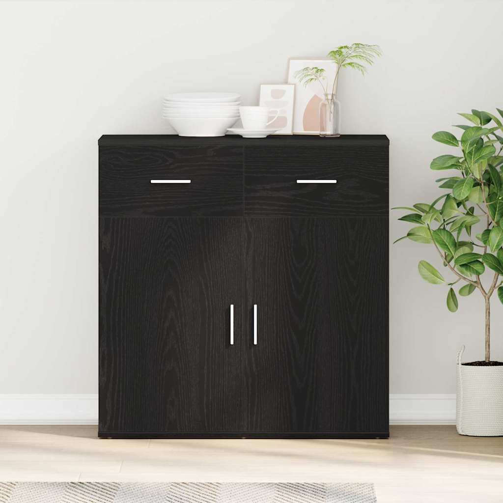 vidaXL Bufet Czarny Dąb 78 x 38 x 80 cm Materiał drewnopochodny