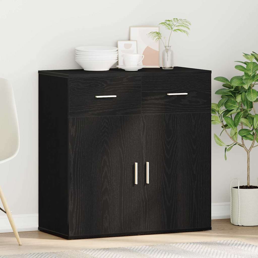 vidaXL Bufet Czarny Dąb 78 x 38 x 80 cm Materiał drewnopochodny