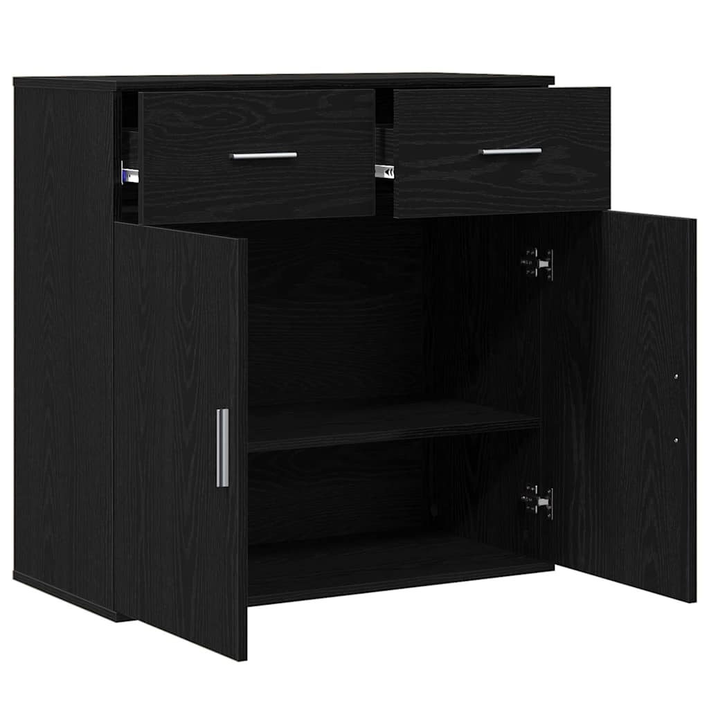 vidaXL Bufet Czarny Dąb 78 x 38 x 80 cm Materiał drewnopochodny