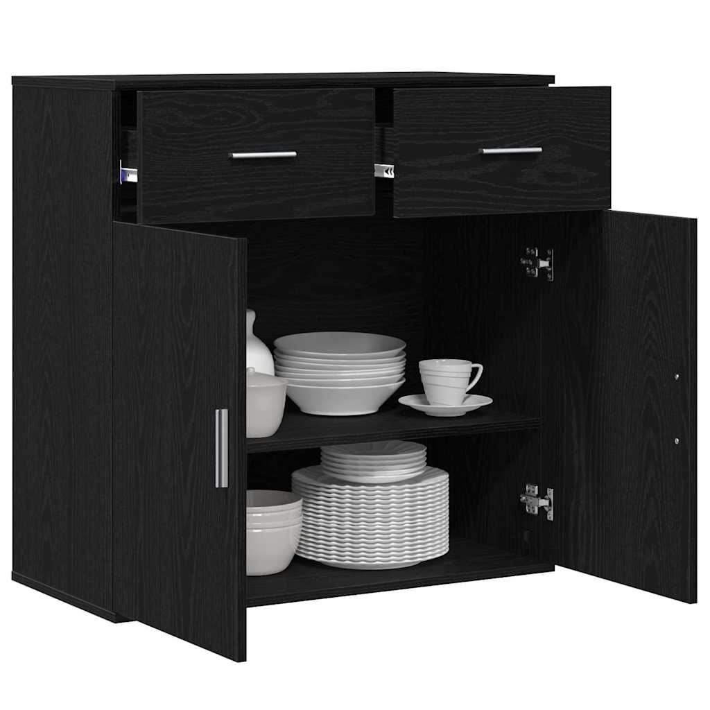 vidaXL Bufet Czarny Dąb 78 x 38 x 80 cm Materiał drewnopochodny