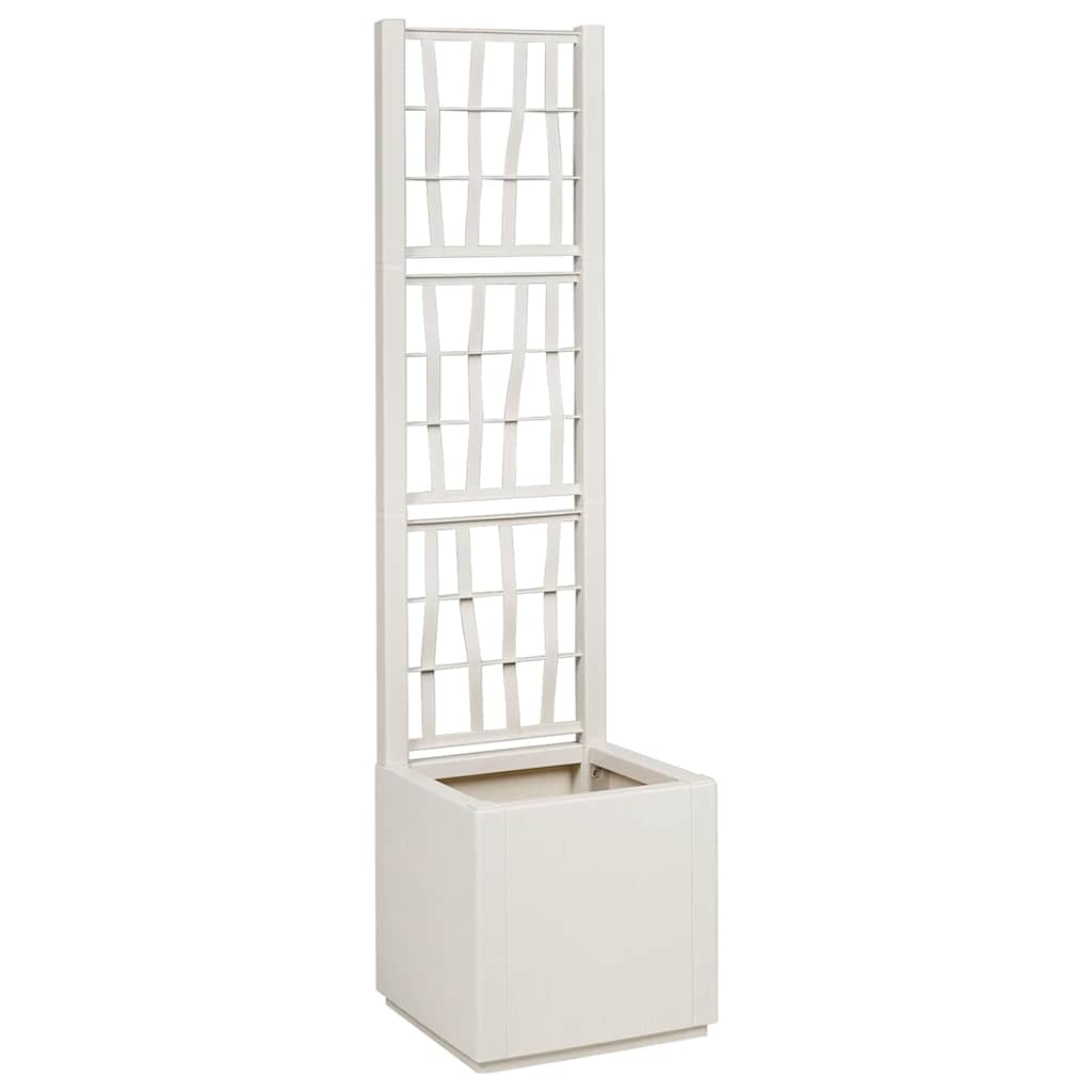 vidaXL Donica ogrodowa z trellem Biały 36 x 36 x 140 cm PP
