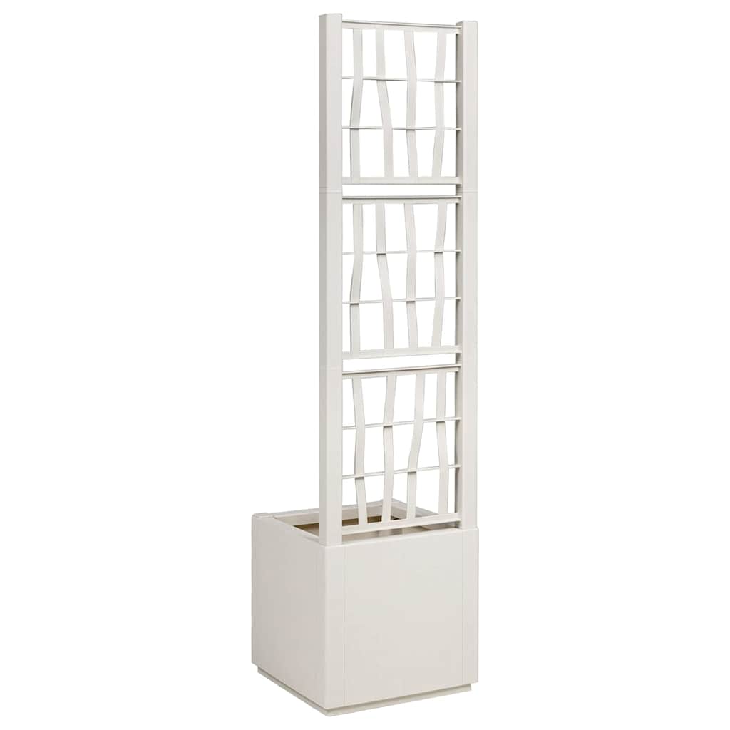 vidaXL Donica ogrodowa z trellem Biały 36 x 36 x 140 cm PP