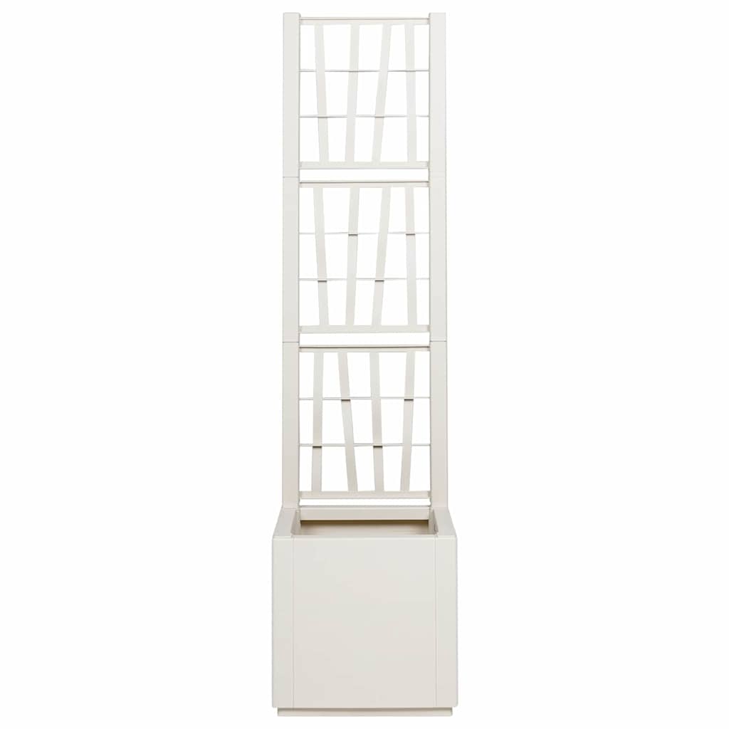 vidaXL Donica ogrodowa z trellem Biały 36 x 36 x 140 cm PP