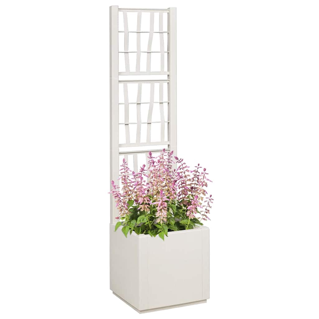 vidaXL Donica ogrodowa z trellem Biały 36 x 36 x 140 cm PP