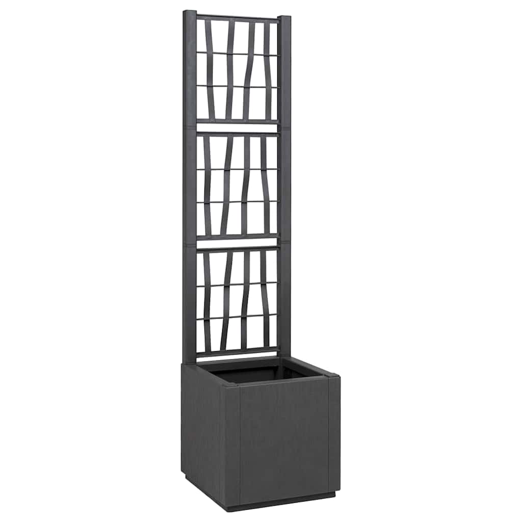 vidaXL Donica ogrodowa z trellem ciemnoszary 36 x 36 x 140 cm PP