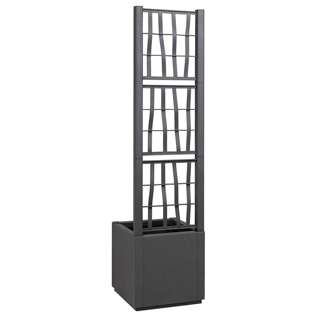 vidaXL Donica ogrodowa z trellem ciemnoszary 36 x 36 x 140 cm PP