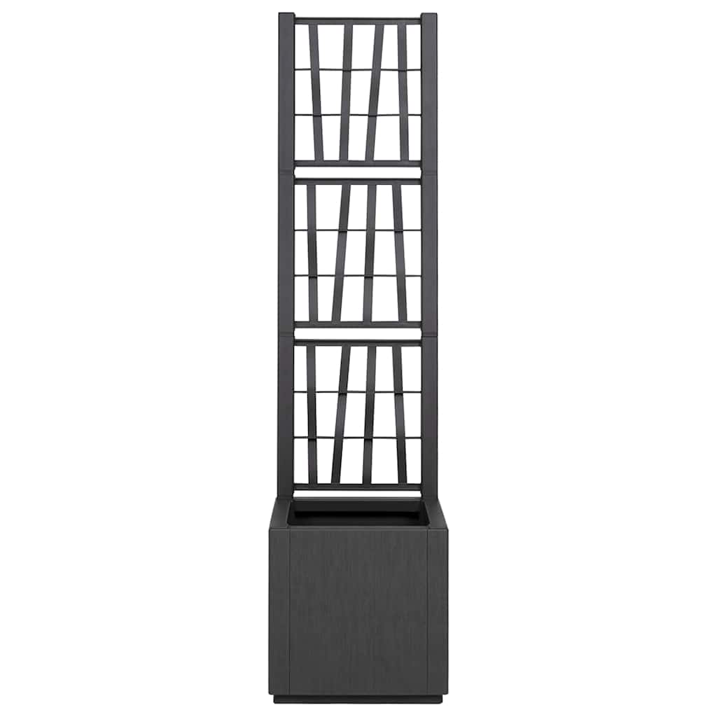 vidaXL Donica ogrodowa z trellem ciemnoszary 36 x 36 x 140 cm PP
