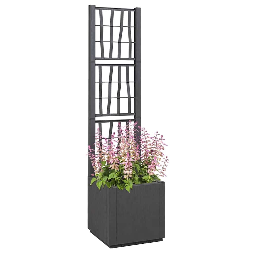 vidaXL Donica ogrodowa z trellem ciemnoszary 36 x 36 x 140 cm PP
