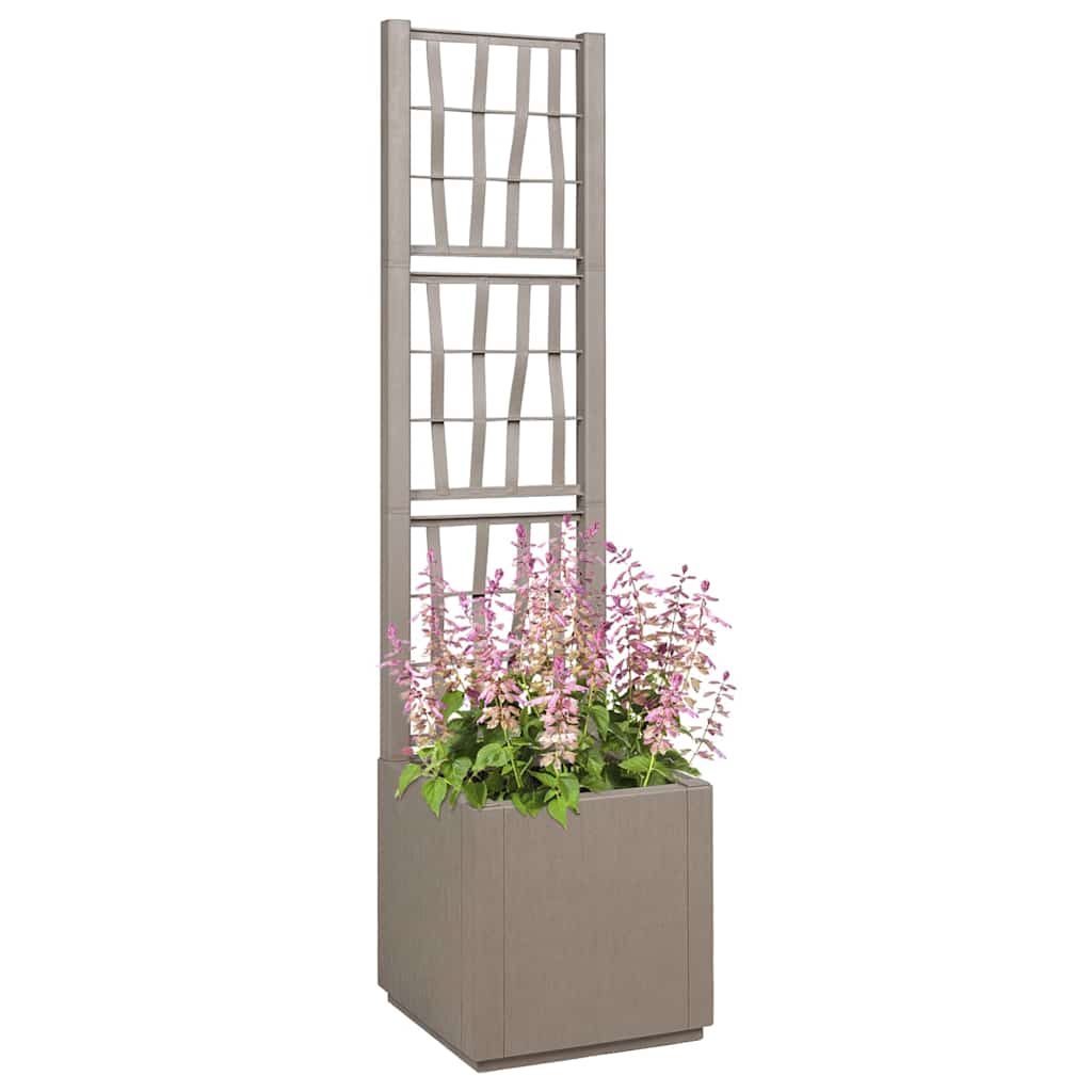 vidaXL Donica ogrodowa z trellem Jasny Brąz 36 x 36 x 140 cm PP