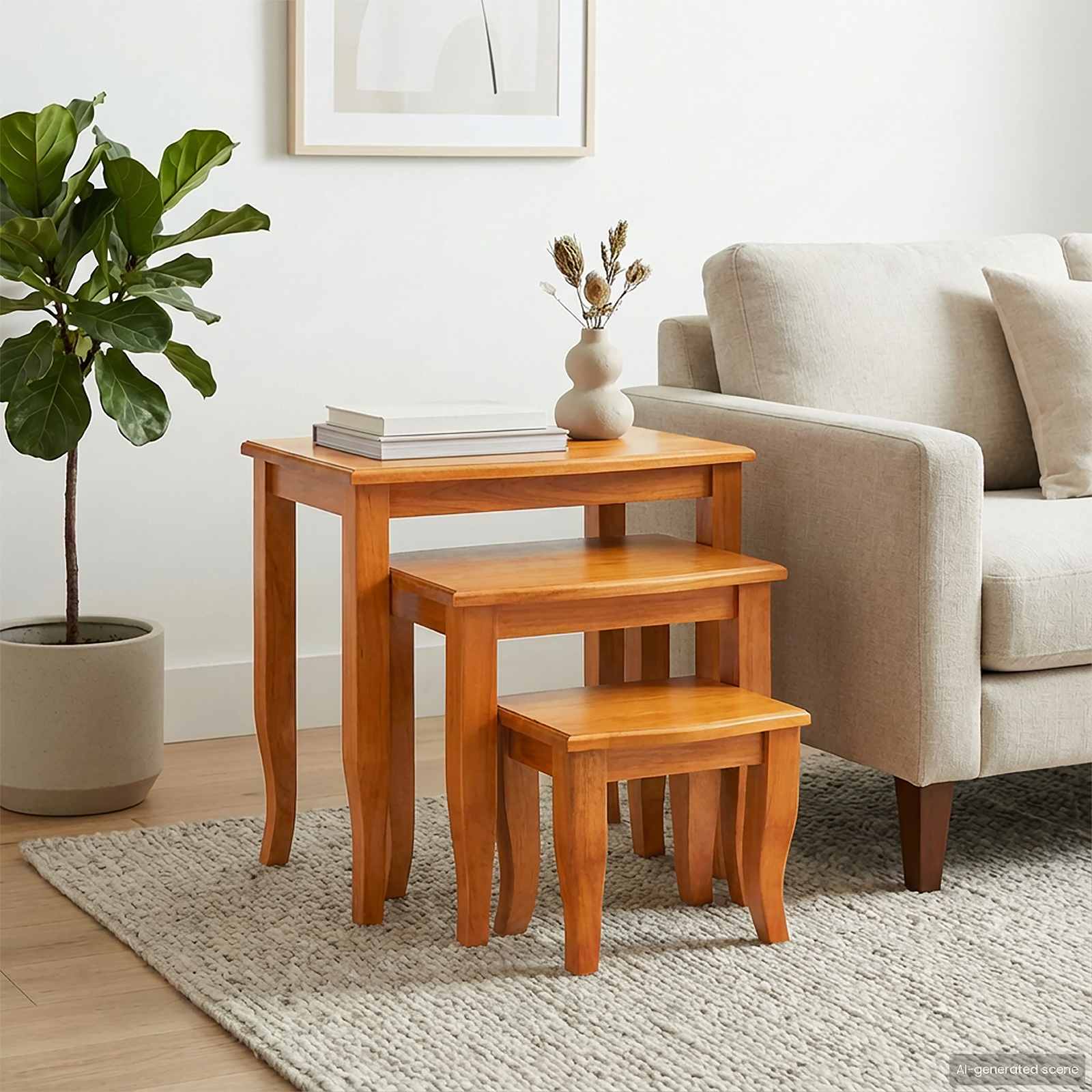 vidaXL Stoliki boczne do nestingu 3 pcs Naturalny