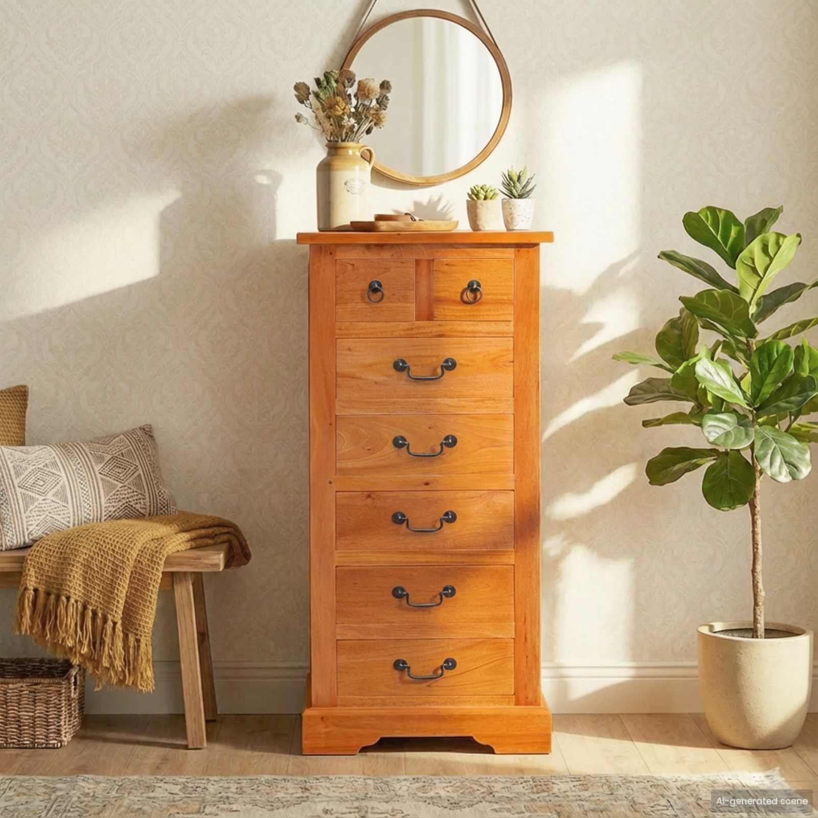 vidaXL Komoda z szufladami z szufladą Naturalny 45 x 35 x 100,5 cm