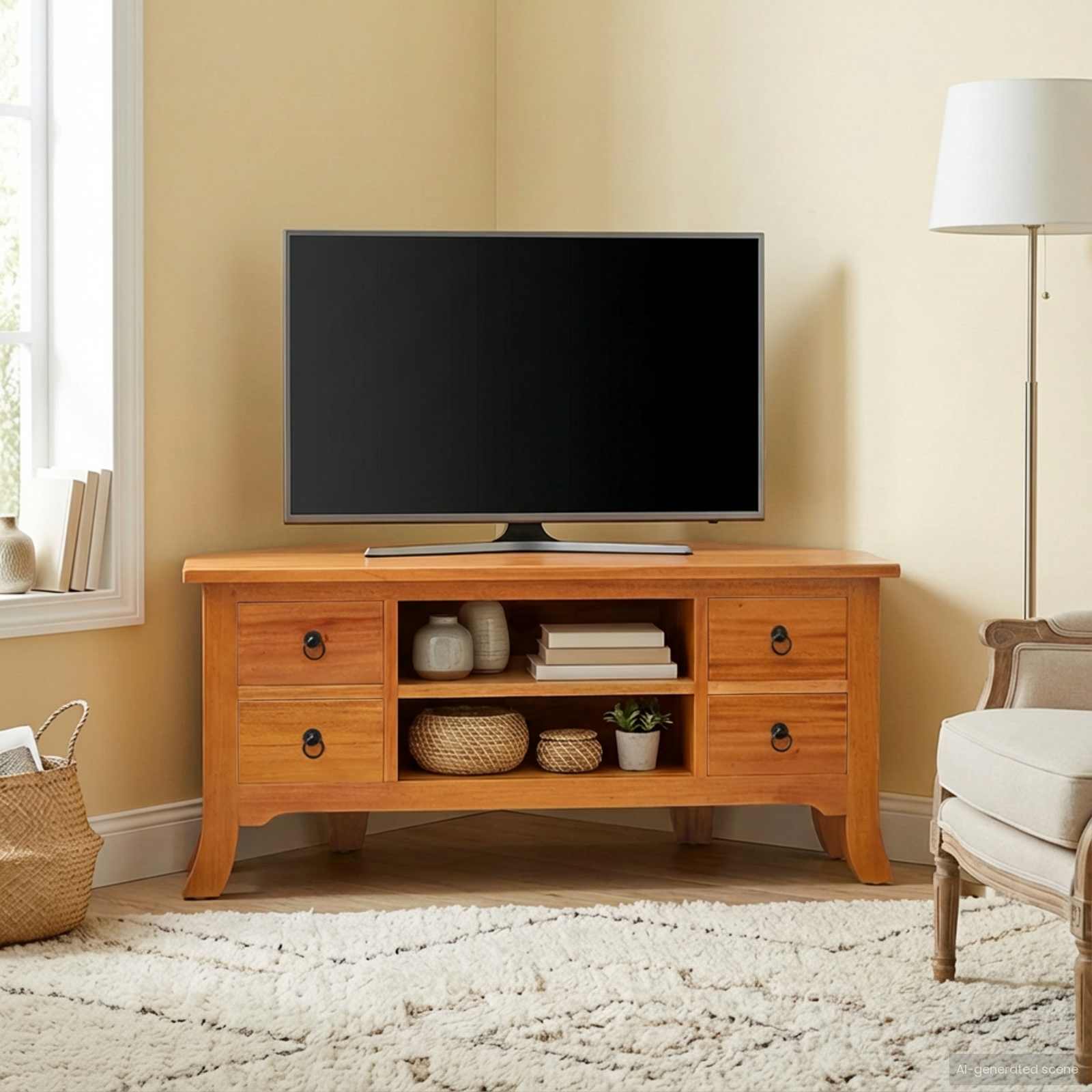 vidaXL Szafka pod telewizor z szufladą Naturalny 100 x 40,5 x 46 cm