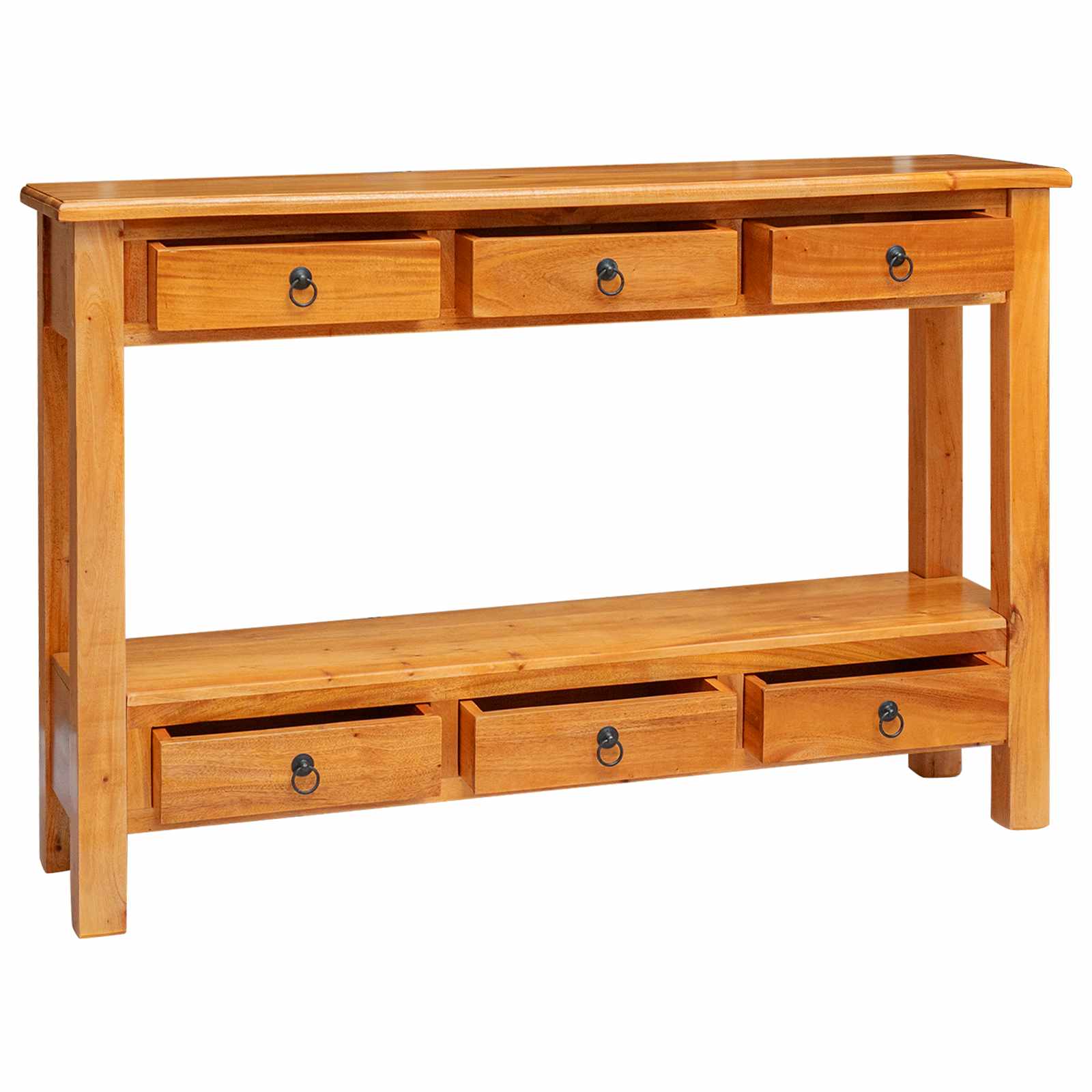 vidaXL Konsola Naturalny 115 x 32 x 76 cm Lite drewno mahoniowe
