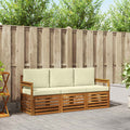 vidaXL Zestawy sof 3 pcs Naturalny i Kremowy Lite Drewno Akacji
