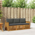 vidaXL Zestawy sof 3 pcs Naturalny i Antracytowy Lite Drewno Akacji