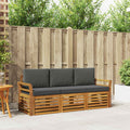 vidaXL Zestawy sof 3 pcs Naturalny i Antracytowy Lite Drewno Akacji