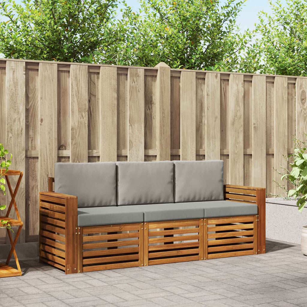 vidaXL Zestawy sof 3 pcs Naturalny i Jasny Szary Lite Drewno Akacji