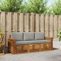 vidaXL Zestawy sof 3 pcs Naturalny i Jasny Szary Lite Drewno Akacji