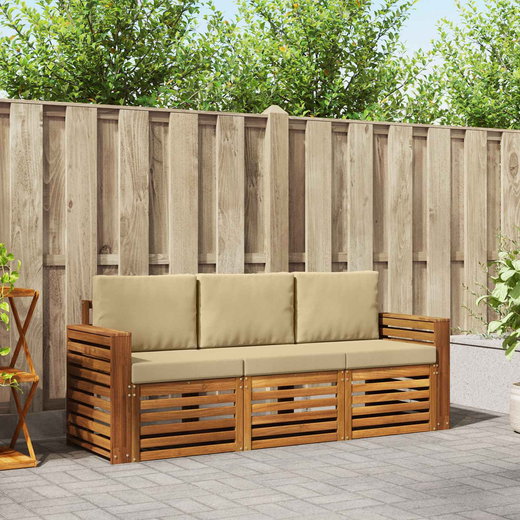 vidaXL Zestawy sof 3 pcs Naturalny i Beżowy Lite Drewno Akacji