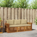 vidaXL Zestawy sof 3 pcs Naturalny i Beżowy Lite Drewno Akacji