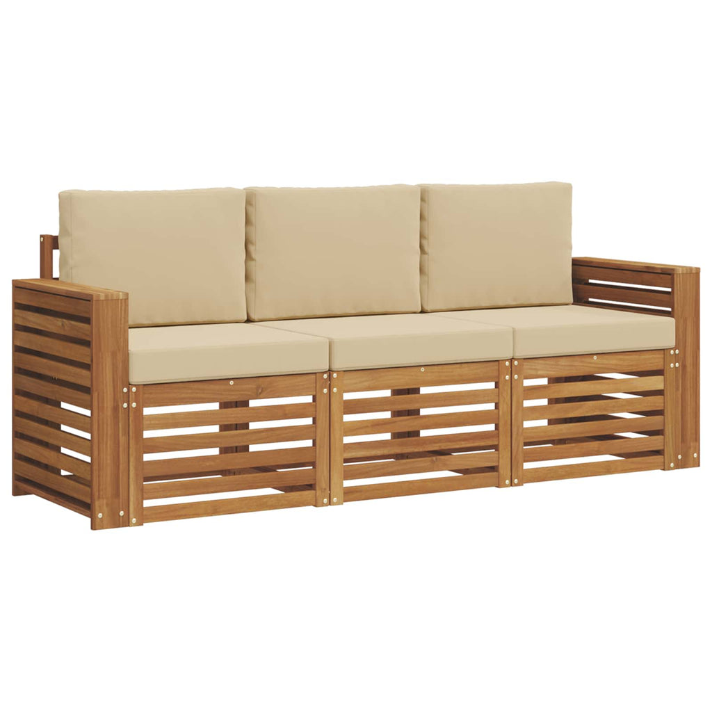 vidaXL Zestawy sof 3 pcs Naturalny i Beżowy Lite Drewno Akacji
